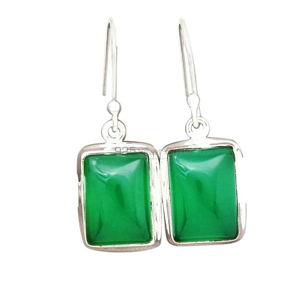 Unique 925 Sterling Silver Earrings In Green Onyx Gemstone Jewelry 925SE2227