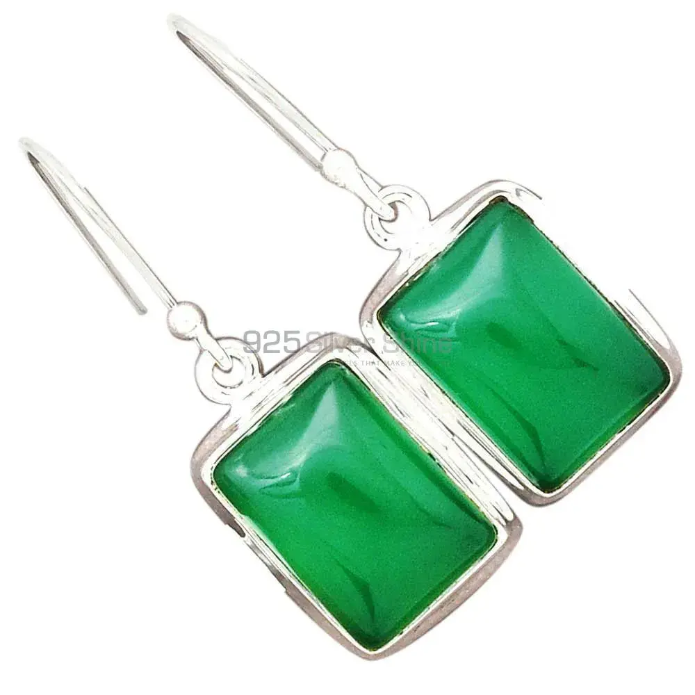 Unique 925 Sterling Silver Earrings In Green Onyx Gemstone Jewelry 925SE2227_1