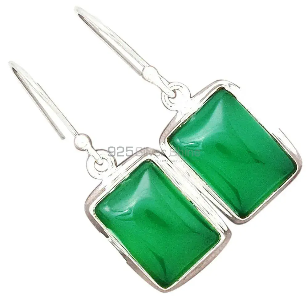 925 Sterling Silver Earrings In Green Onyx Gemstone Jewelry 925SE2227_2