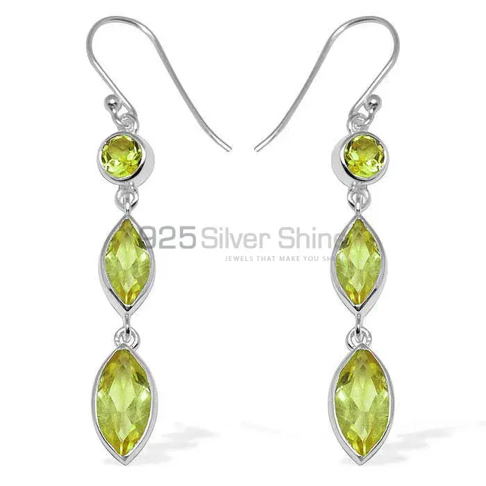 Unique 925 Sterling Silver Earrings In Peridot Gemstone Jewelry 925SE1144