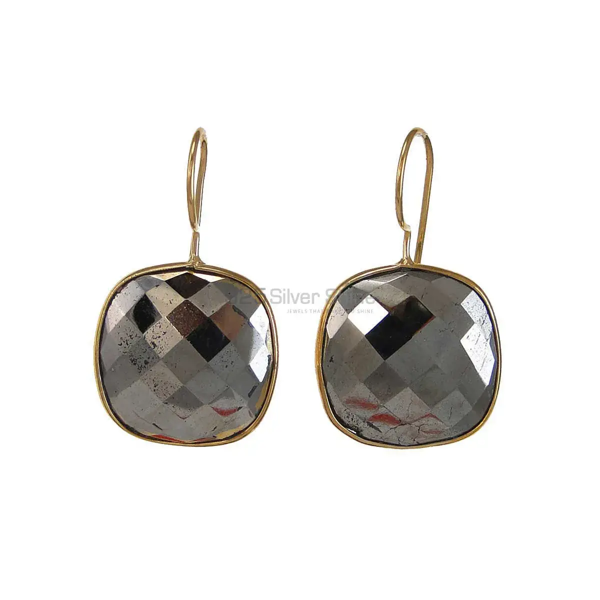 Unique 925 Sterling Silver Earrings In Pyrite Gemstone Jewelry 925SE1968