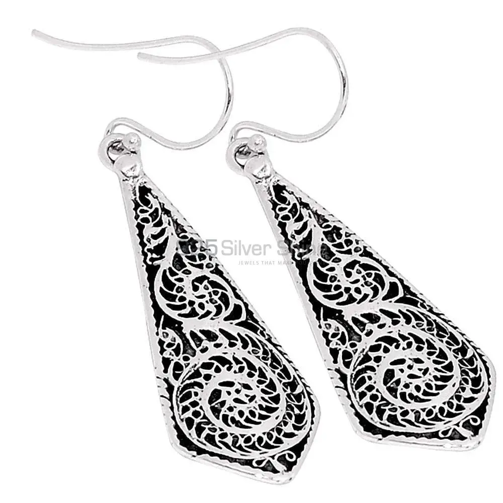 Unique 925 Sterling Silver Earrings In Silver Oxidized Jewelry 925SE2861