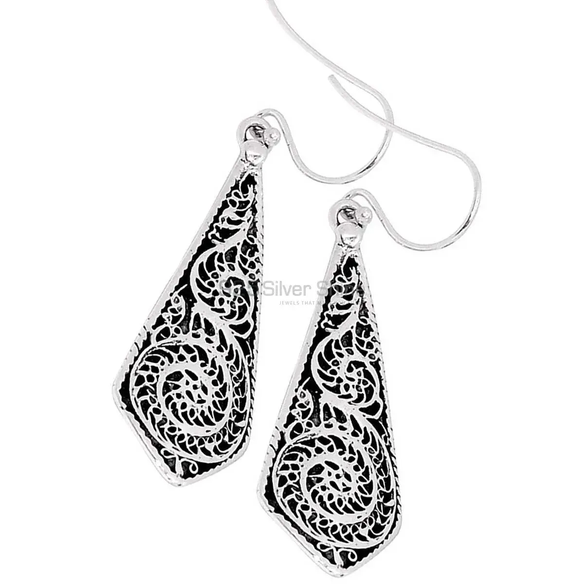 Unique 925 Sterling Silver Earrings In Silver Oxidized Jewelry 925SE2861_2