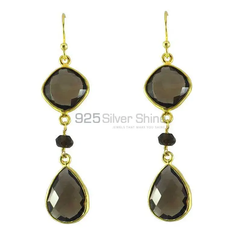 925 Sterling Silver Earrings In Smoky Quartz Gemstone Jewelry 925SE1293_0