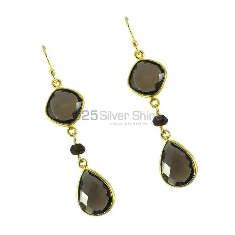 Unique 925 Sterling Silver Earrings In Smoky Quartz Gemstone Jewelry 925SE1293_0