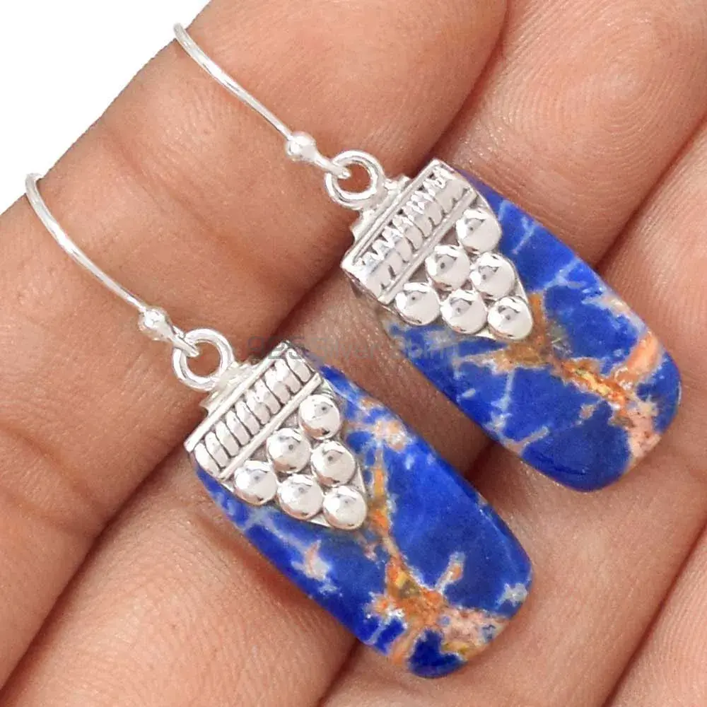 925 Sterling Silver Earrings In Sodalite Gemstone Jewelry 925SE2464_1