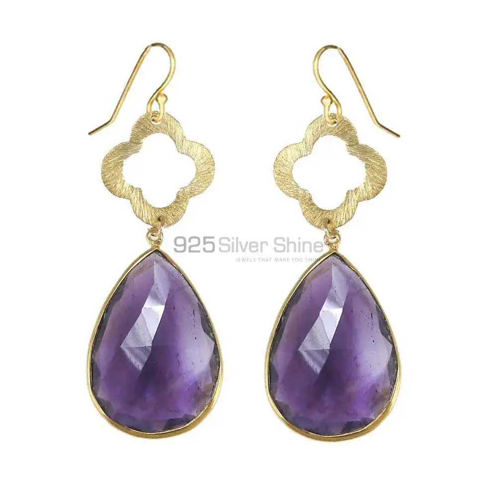 925 Sterling Silver Earrings In Amethyst Gemstone Jewelry 925SE1899_0