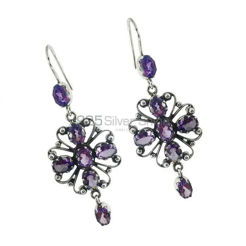 925 Sterling Silver Earrings In Amethyst Gemstone Jewelry 925SE1303_1