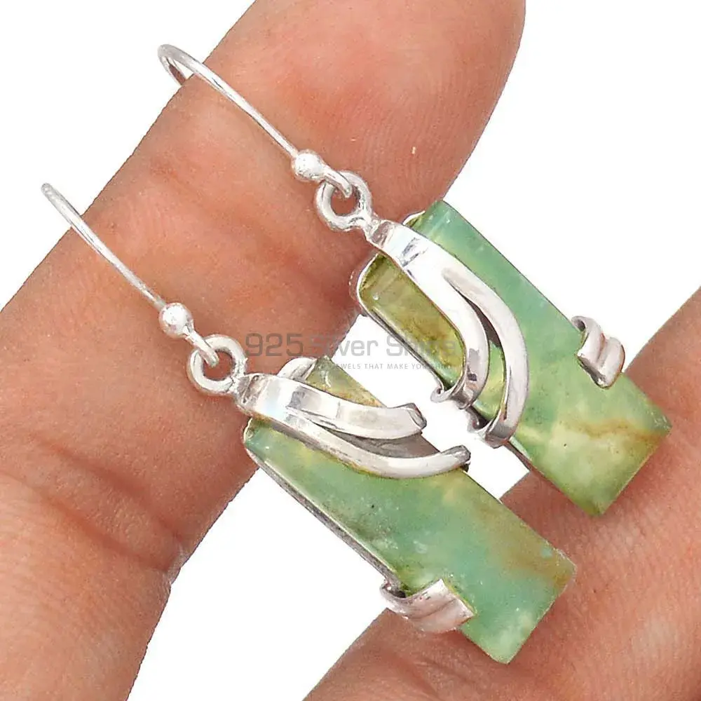 Unique 925 Sterling Silver Earrings Wholesaler In Chrysoprase Gemstone Jewelry 925SE2079_0