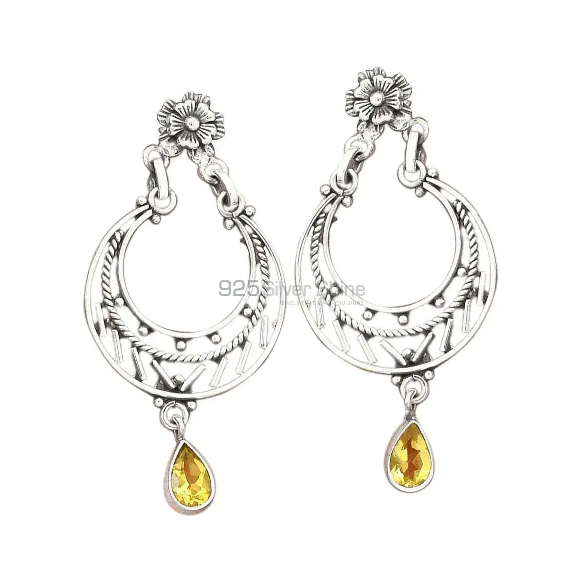 925 Sterling Silver Earrings In Citrine Gemstone Jewelry 925SE3108_0