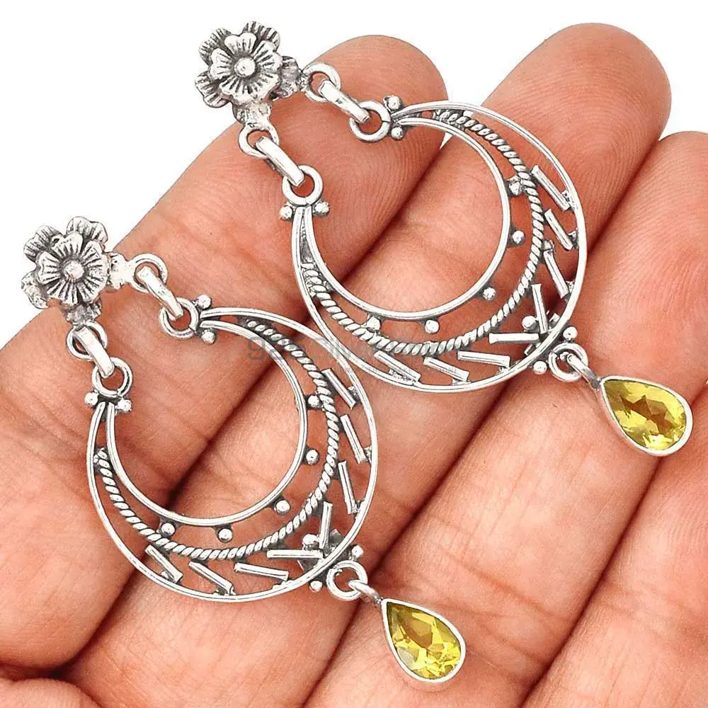 925 Sterling Silver Earrings In Citrine Gemstone Jewelry 925SE3108_1