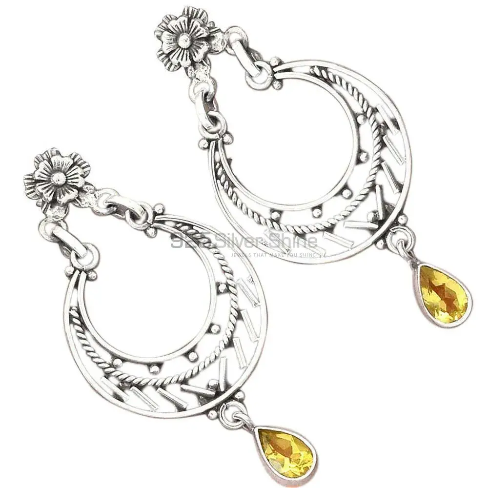Unique 925 Sterling Silver Earrings Wholesaler In Citrine Gemstone Jewelry 925SE3108_1