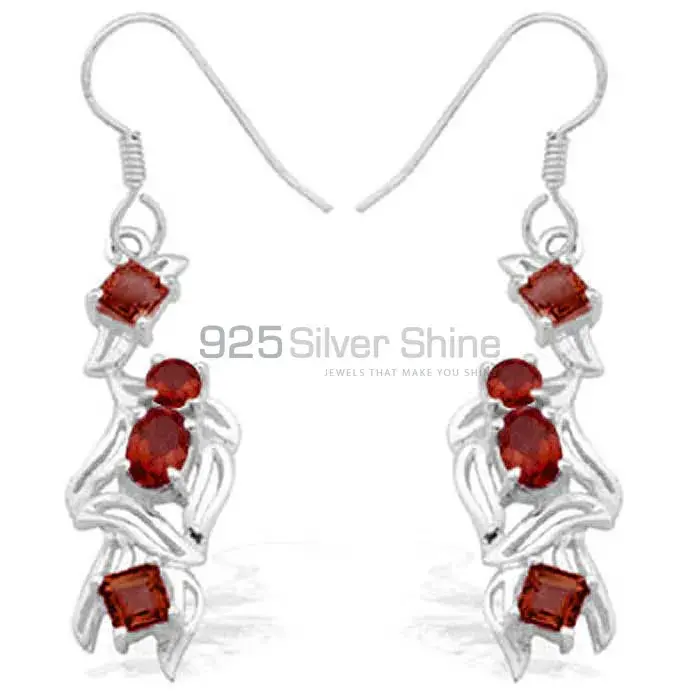 925 Sterling Silver Earrings In Garnet Gemstone Jewelry 925SE917