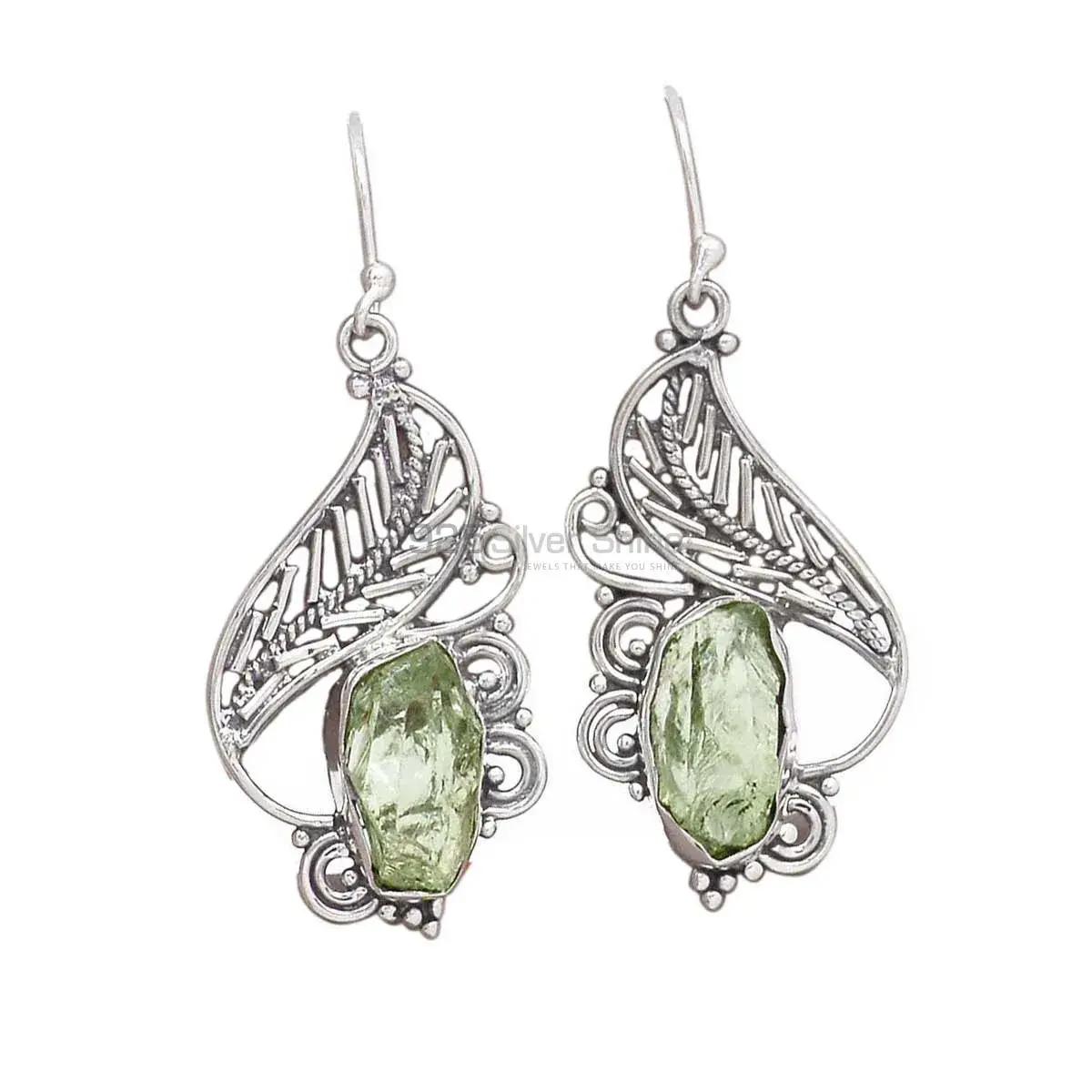 Unique 925 Sterling Silver Earrings Wholesaler In Green Amethyst Gemstone Jewelry 925SE2950