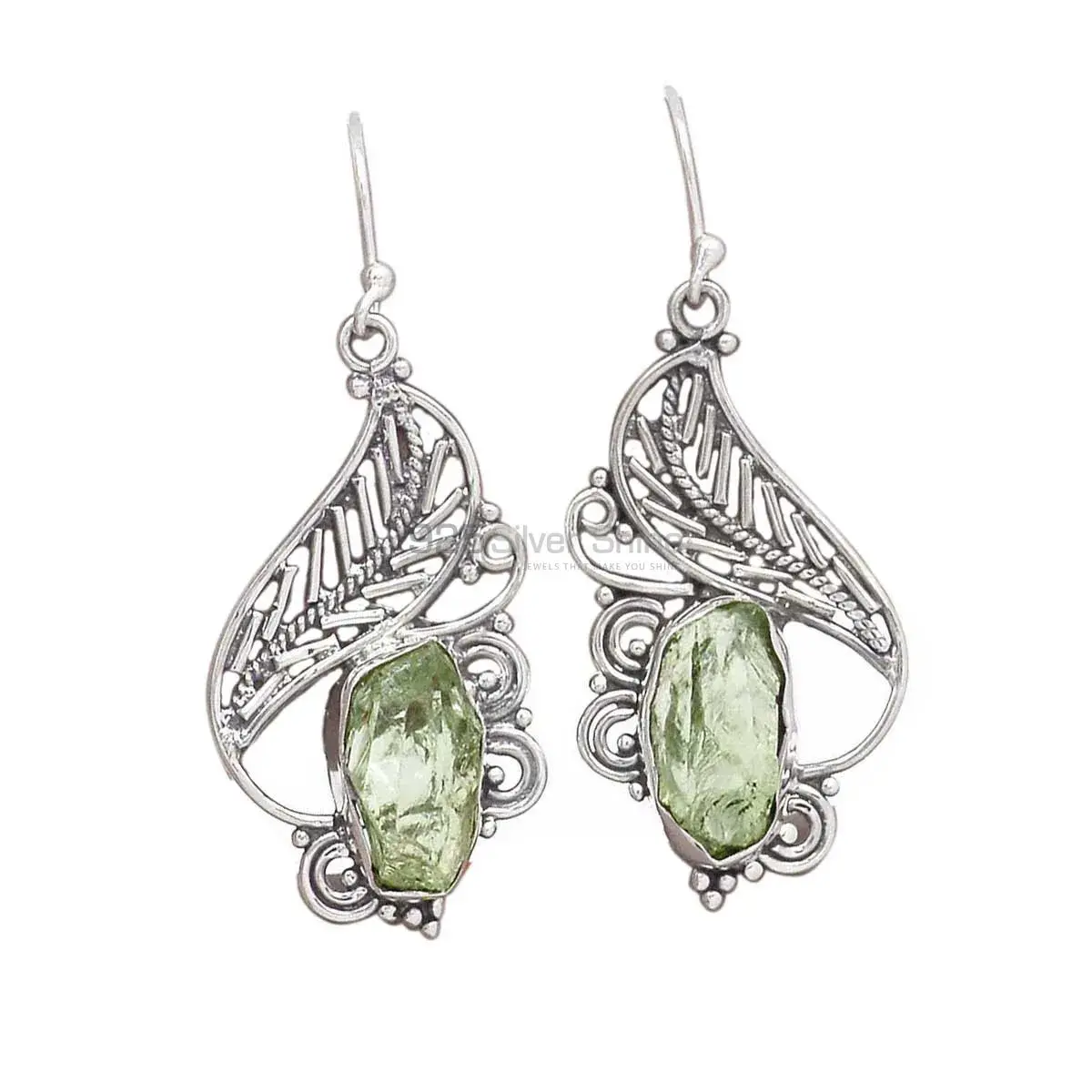 925 Sterling Silver Earrings In Green Amethyst Gemstone Jewelry 925SE2950_0