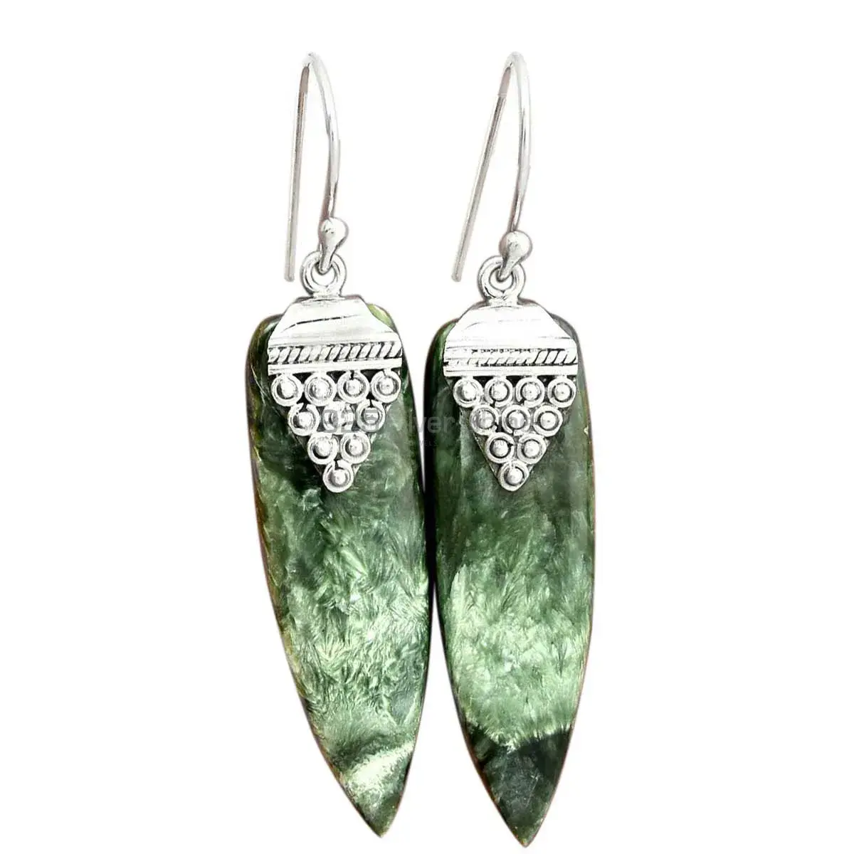 Unique 925 Sterling Silver Earrings Wholesaler In Seraphinite Gemstone Jewelry 925SE2474