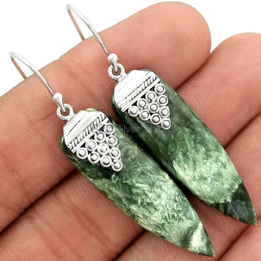 Unique 925 Sterling Silver Earrings Wholesaler In Seraphinite Gemstone Jewelry 925SE2474_0