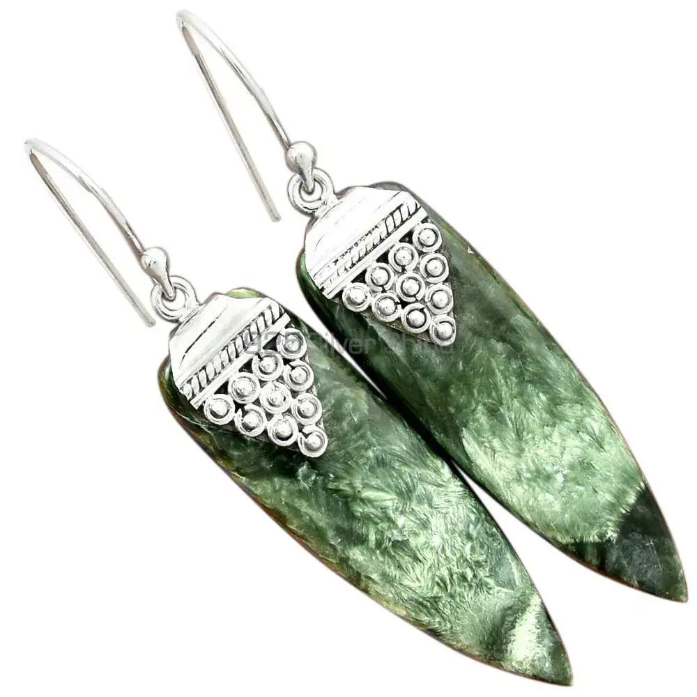 Unique 925 Sterling Silver Earrings Wholesaler In Seraphinite Gemstone Jewelry 925SE2474_1