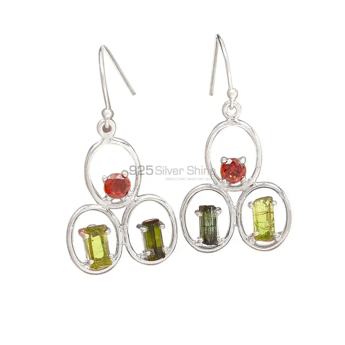 925 Sterling Silver Earrings In Tourmaline Gemstone Jewelry 925SE2632_0