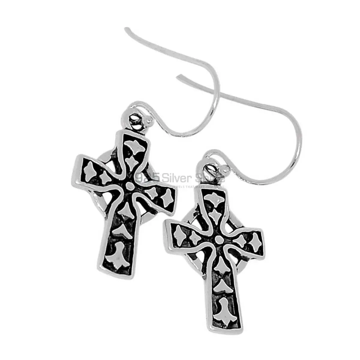 925 Sterling Silver Handmade Cross Earrings 925SE2866_3