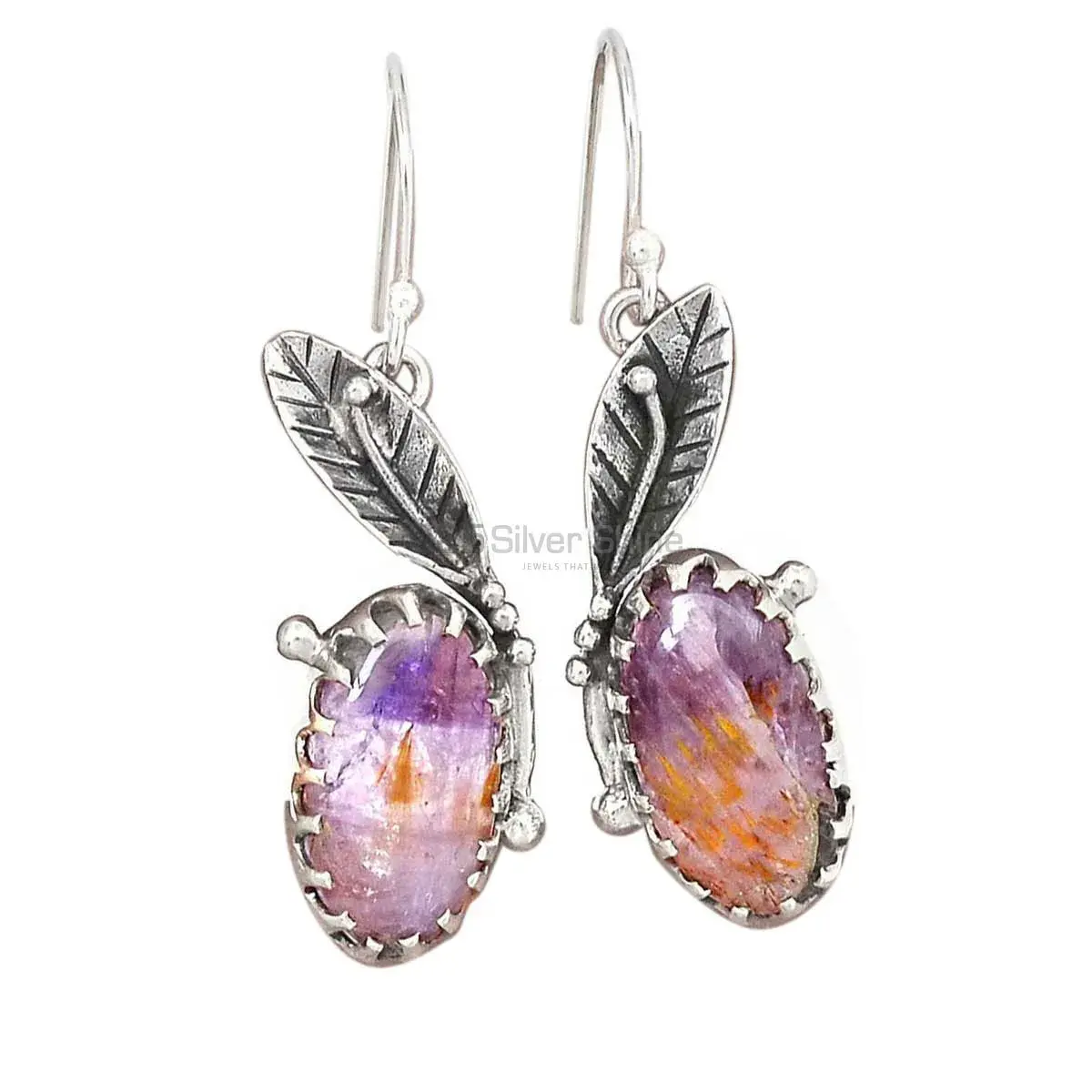 Unique 925 Sterling Silver Handmade Earrings Exporters In Cacoxenite Gemstone Jewelry 925SE2484