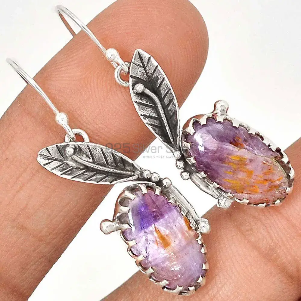 925 Sterling Silver Handmade Earrings In Cacoxenite Gemstone Jewelry 925SE2484_1
