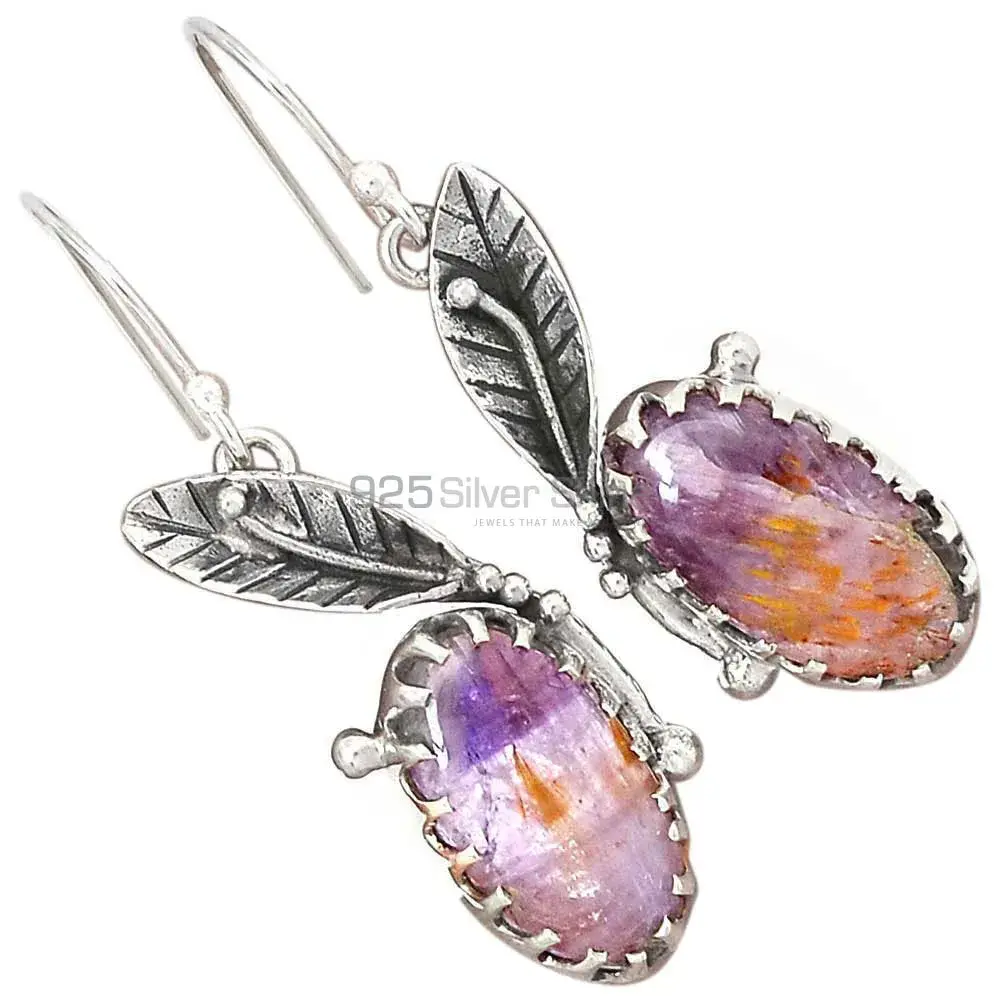 925 Sterling Silver Handmade Earrings In Cacoxenite Gemstone Jewelry 925SE2484_2
