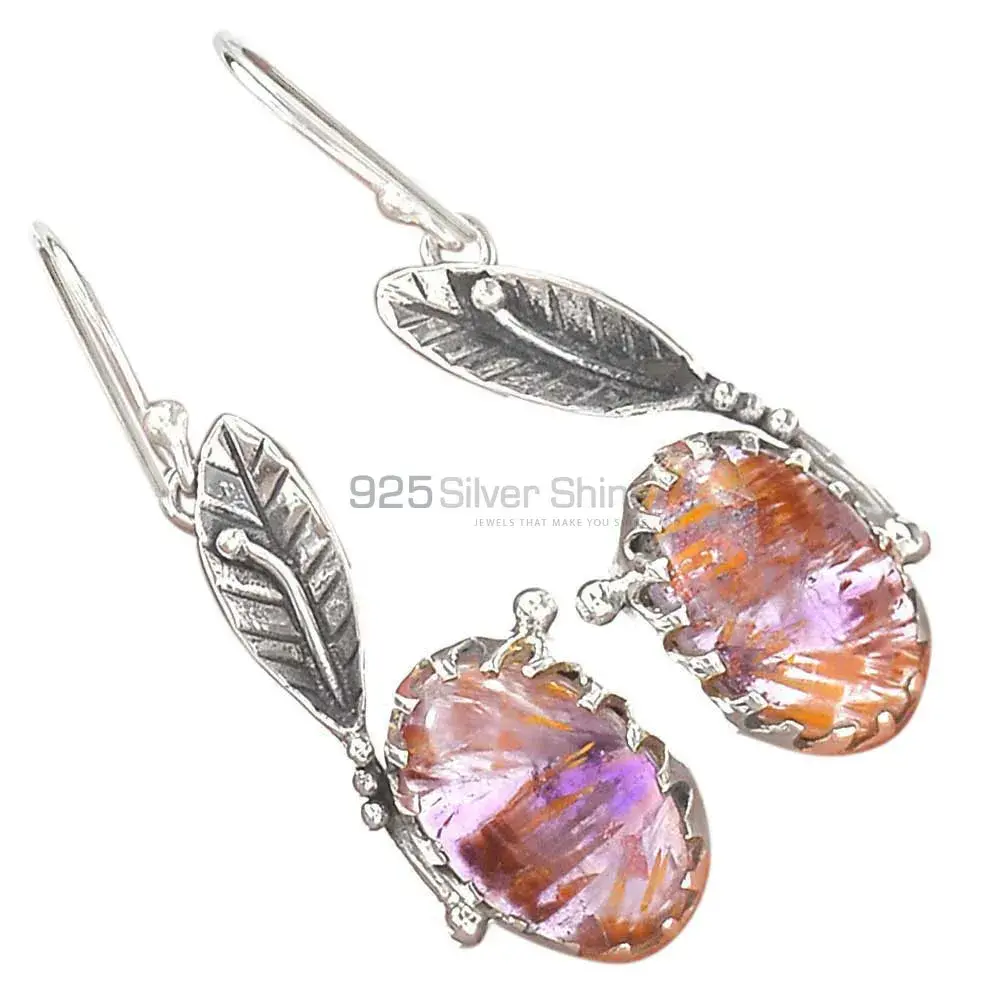 Unique 925 Sterling Silver Handmade Earrings Exporters In Cacoxenite Gemstone Jewelry 925SE2484_4