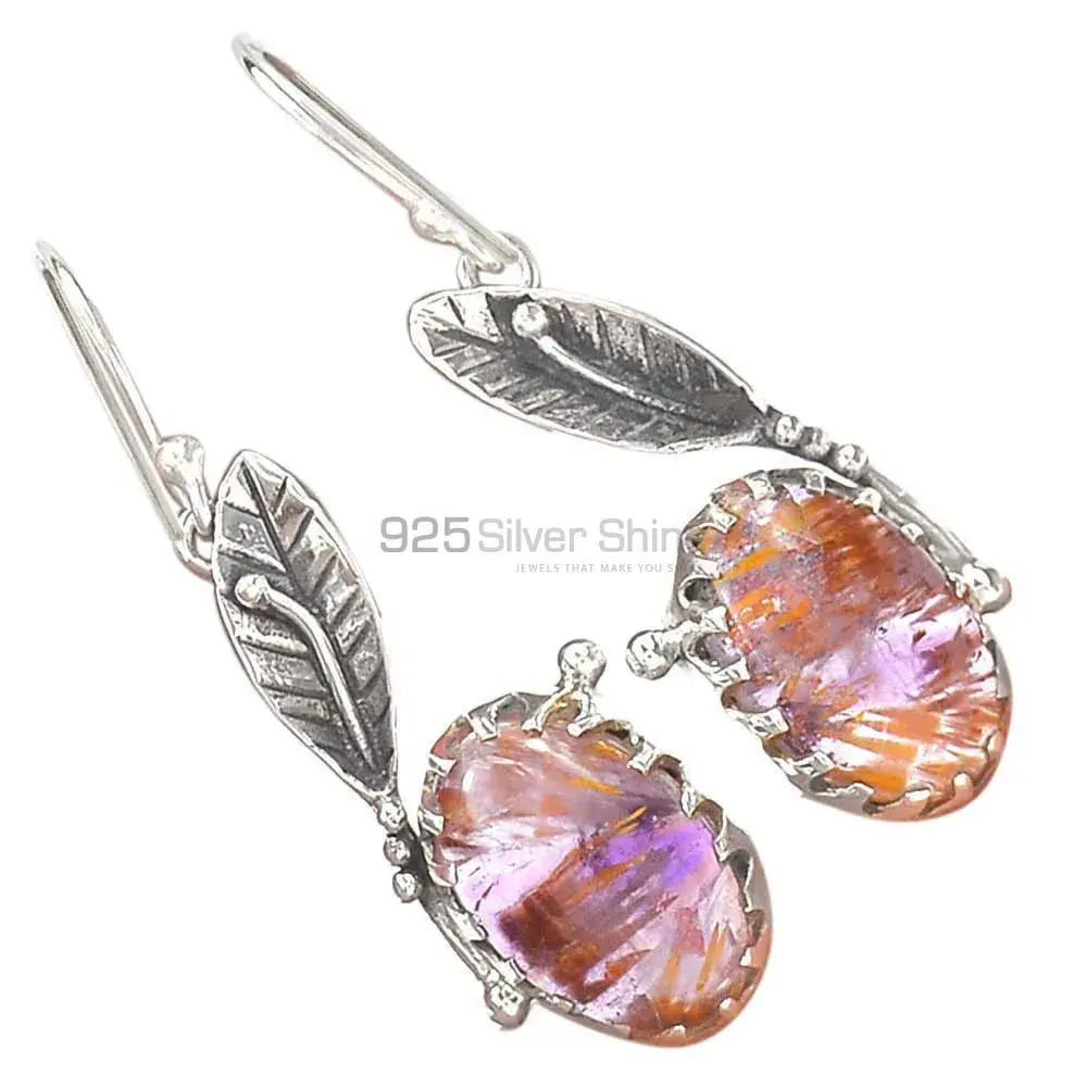 925 Sterling Silver Handmade Earrings In Cacoxenite Gemstone Jewelry 925SE2484_5