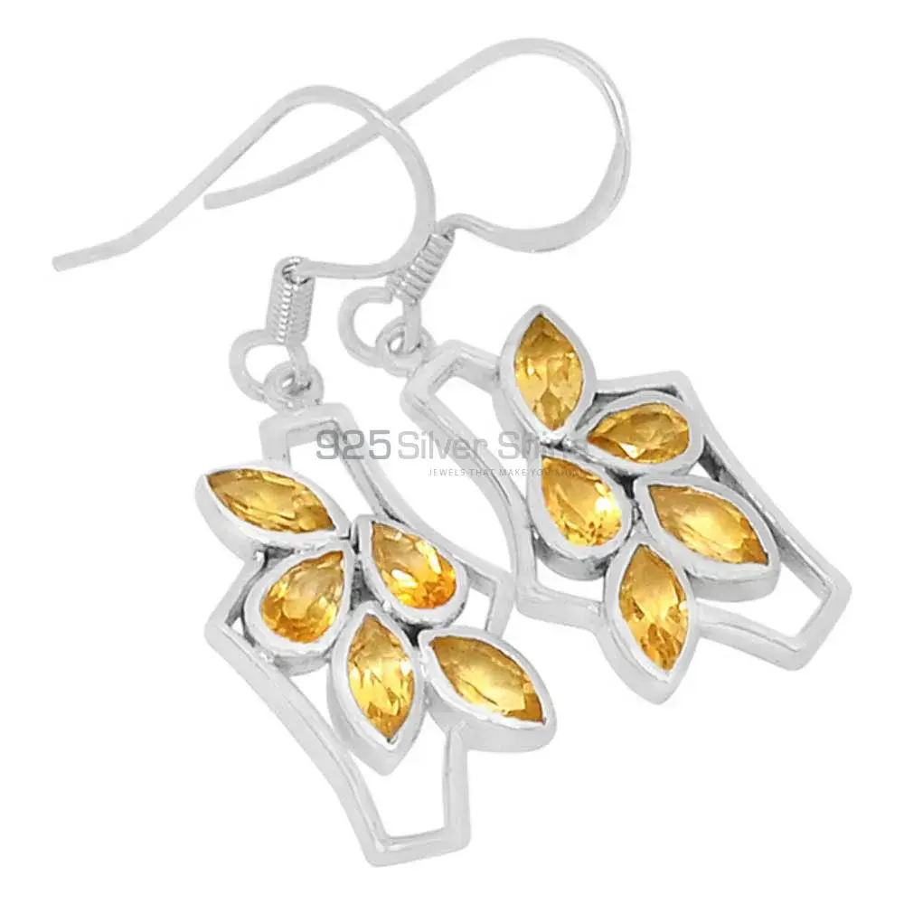 925 Sterling Silver Handmade Earrings In Citrine Gemstone Jewelry 925SE611_0