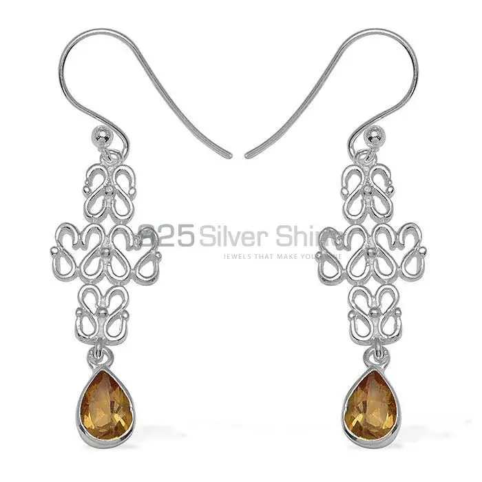 925 Sterling Silver Handmade Earrings In Citrine Gemstone Jewelry 925SE769