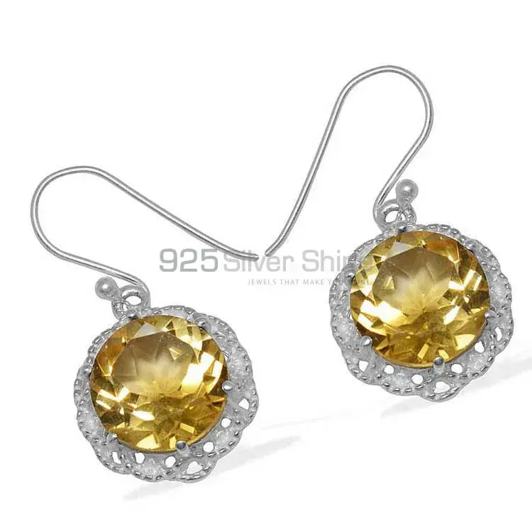 Unique 925 Sterling Silver Handmade Earrings Exporters In Citrine Gemstone Jewelry 925SE848_0