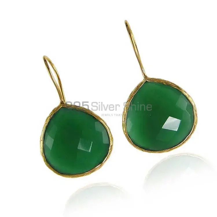 Unique 925 Sterling Silver Handmade Earrings Exporters In Green Onyx Gemstone Jewelry 925SE1988_0