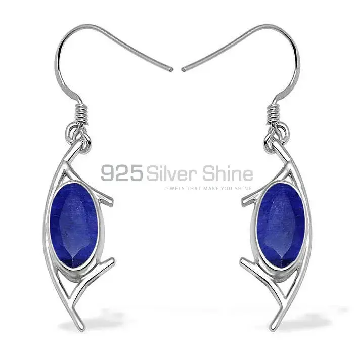 925 Sterling Silver Handmade Earrings In Lapis Gemstone Jewelry 925SE1006_0