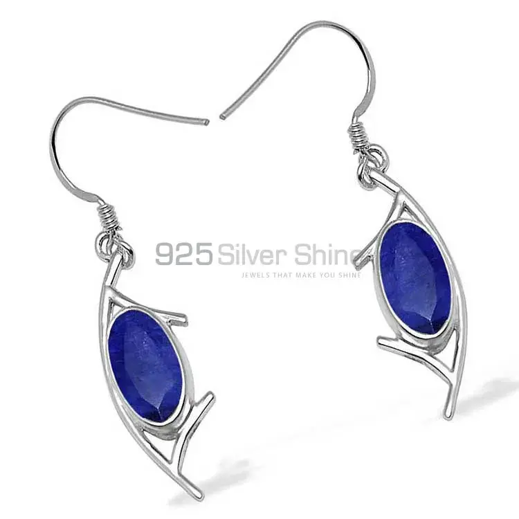 925 Sterling Silver Handmade Earrings In Lapis Gemstone Jewelry 925SE1006_1