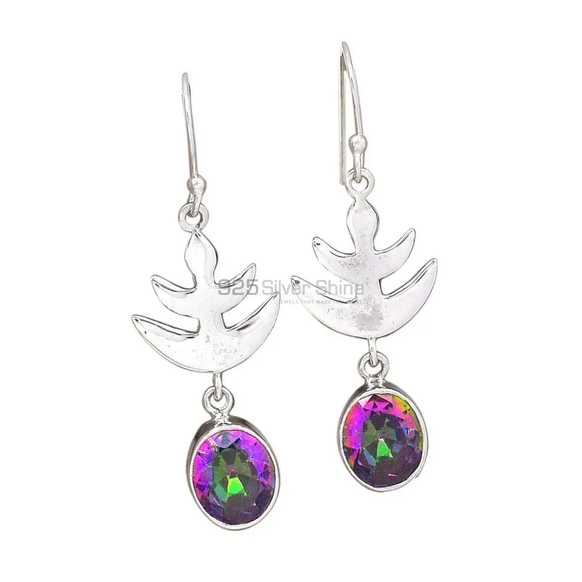 Unique 925 Sterling Silver Handmade Earrings Exporters In Mystic Topaz Gemstone Jewelry 925SE2168