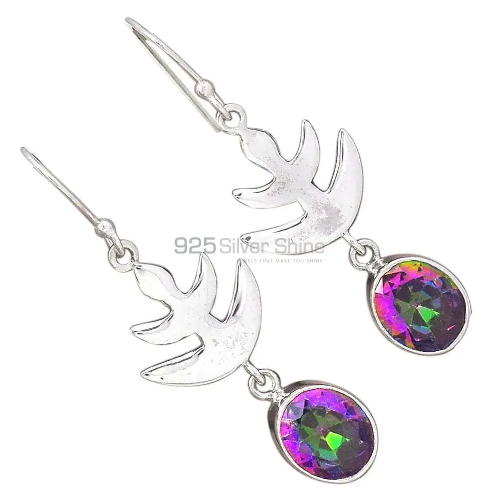 Unique 925 Sterling Silver Handmade Earrings Exporters In Mystic Topaz Gemstone Jewelry 925SE2168_1