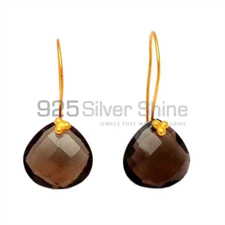 Unique 925 Sterling Silver Handmade Earrings Exporters In Smoky Quartz Gemstone Jewelry 925SE1234