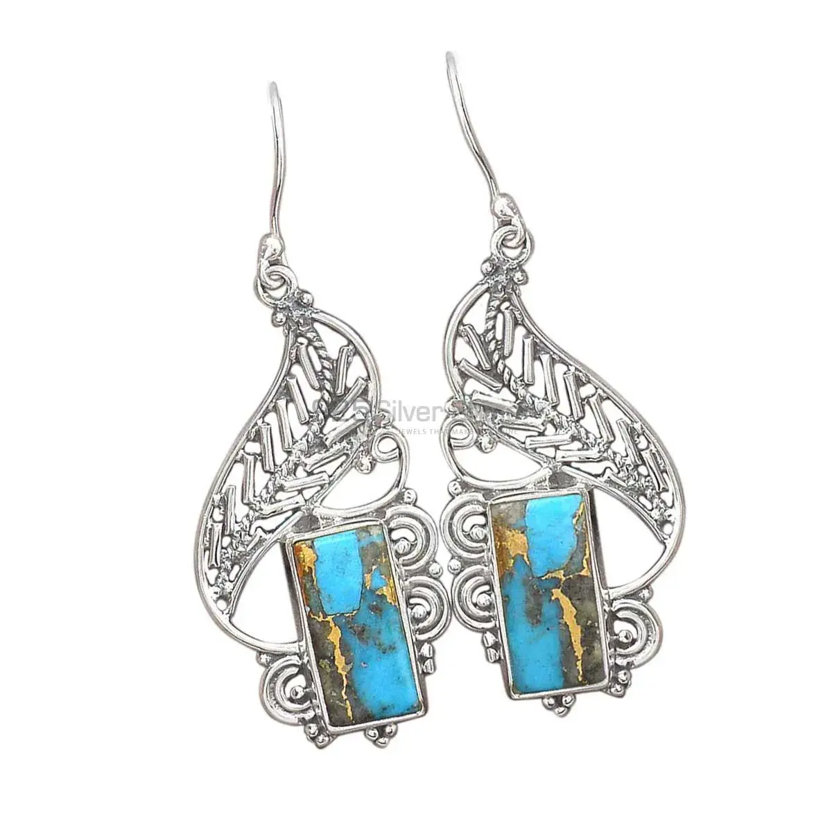 Unique 925 Sterling Silver Handmade Earrings Exporters In Turquoise Gemstone Jewelry 925SE2960