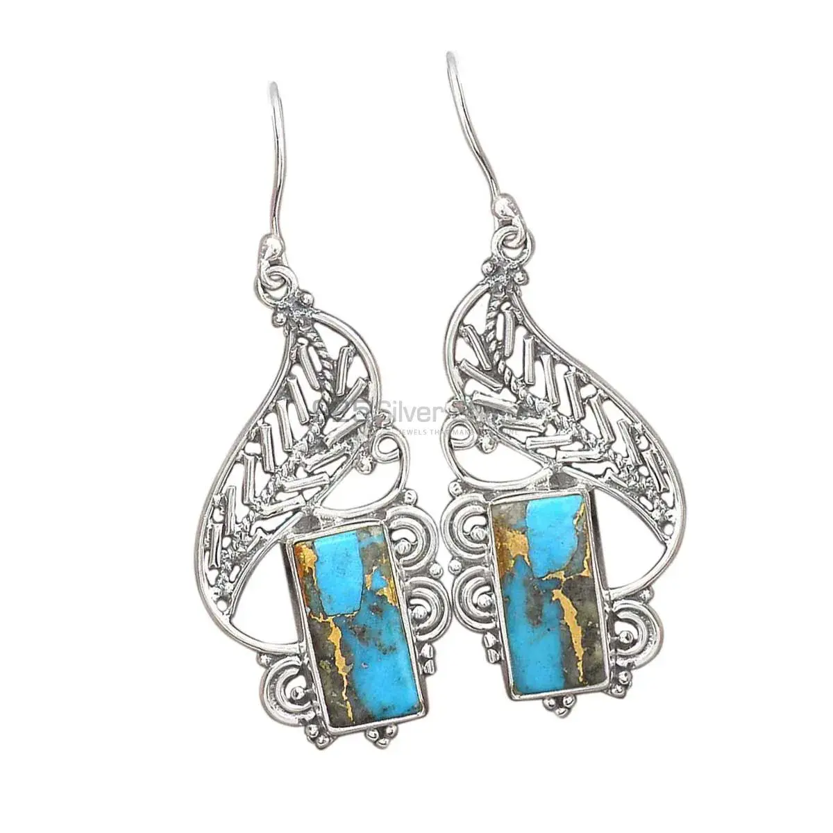 925 Sterling Silver Handmade Earrings In Turquoise Gemstone Jewelry 925SE2960_0