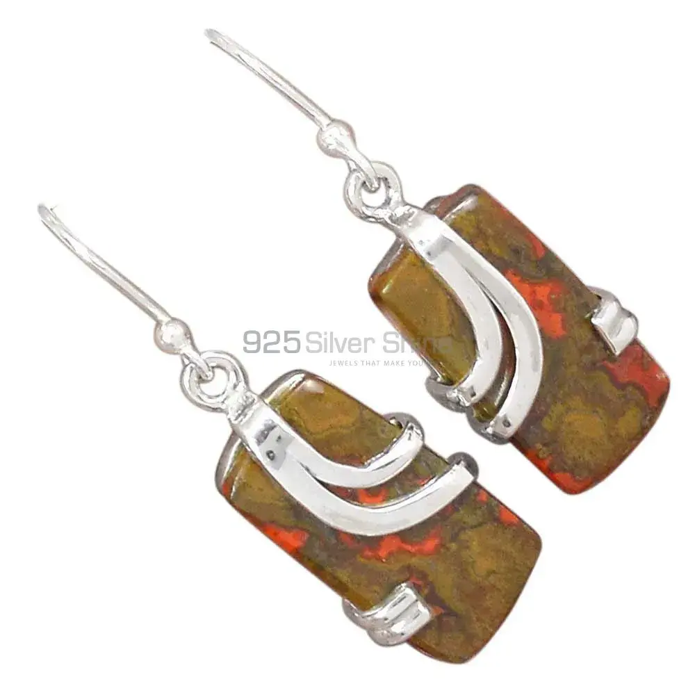 925 Sterling Silver Handmade Earrings In Unakite Gemstone Jewelry 925SE2089_2