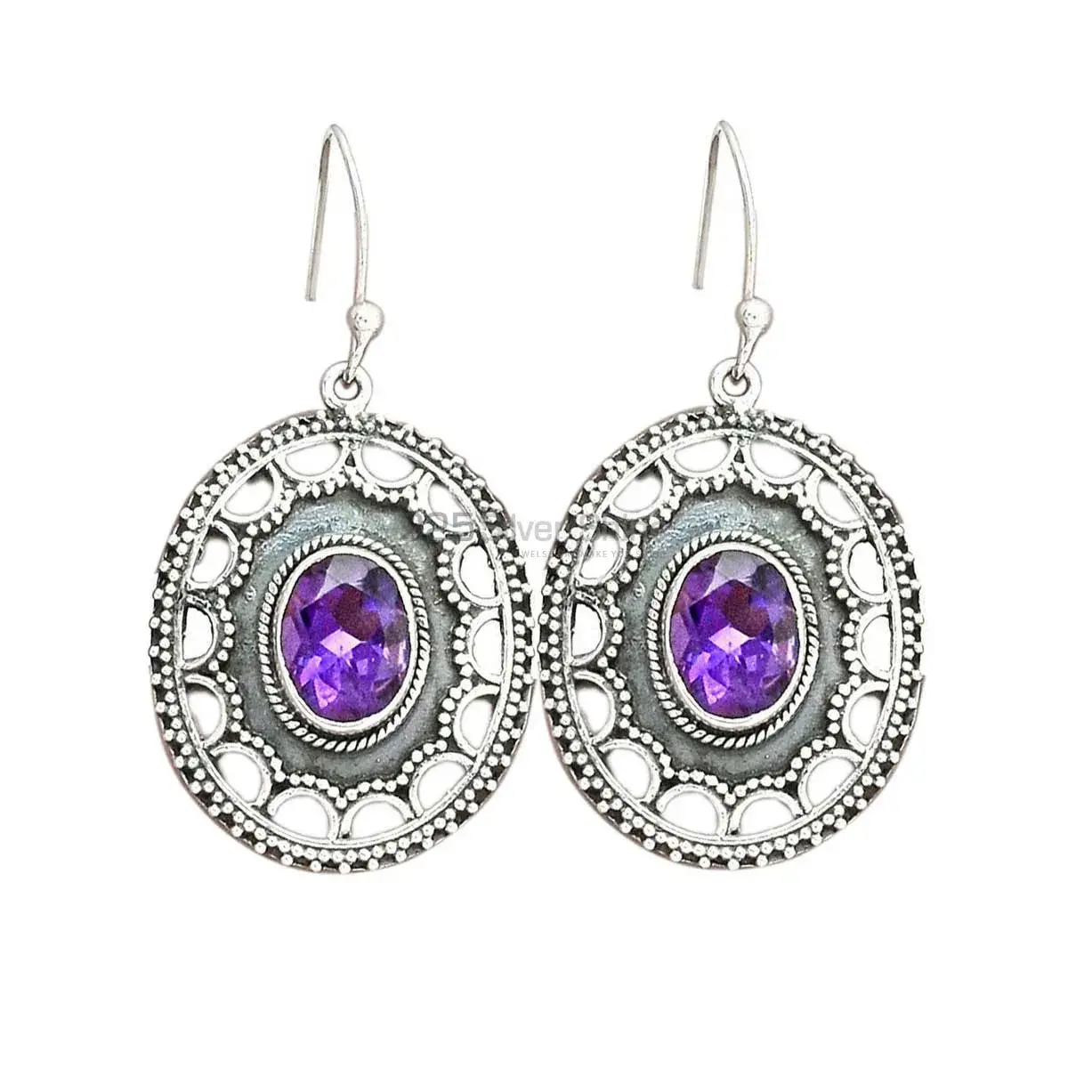 925 Sterling Silver Handmade Earrings In Amethyst Gemstone Jewelry 925SE2699_0