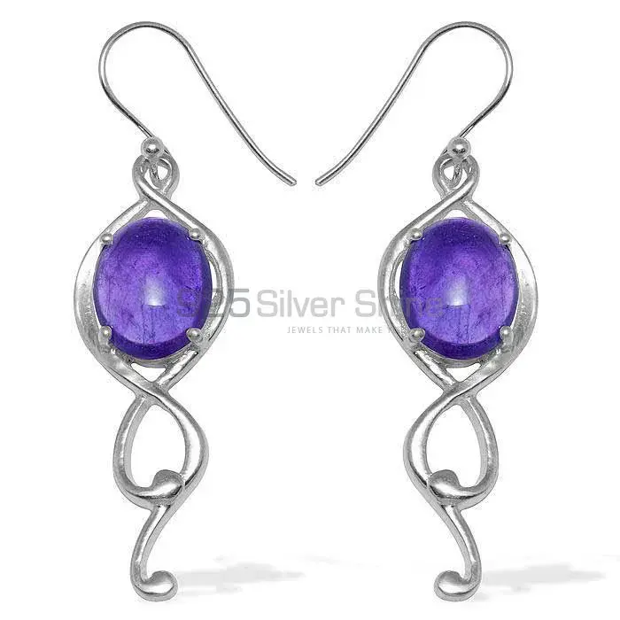 925 Sterling Silver Handmade Earrings In Amethyst Gemstone Jewelry 925SE833_0