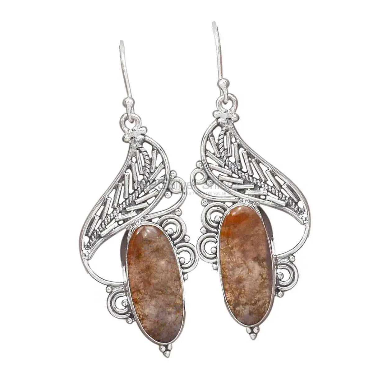 Unique 925 Sterling Silver Handmade Earrings Manufacturer In Cacoxenite Gemstone Jewelry 925SE2945