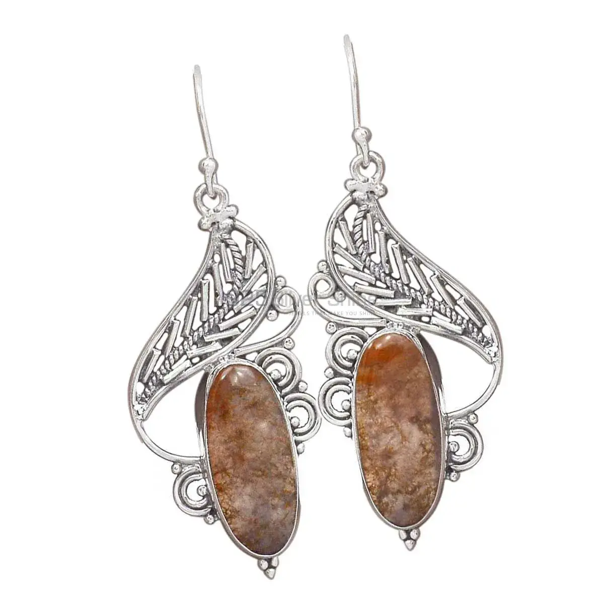 925 Sterling Silver Handmade Earrings In Cacoxenite Gemstone Jewelry 925SE2945_0