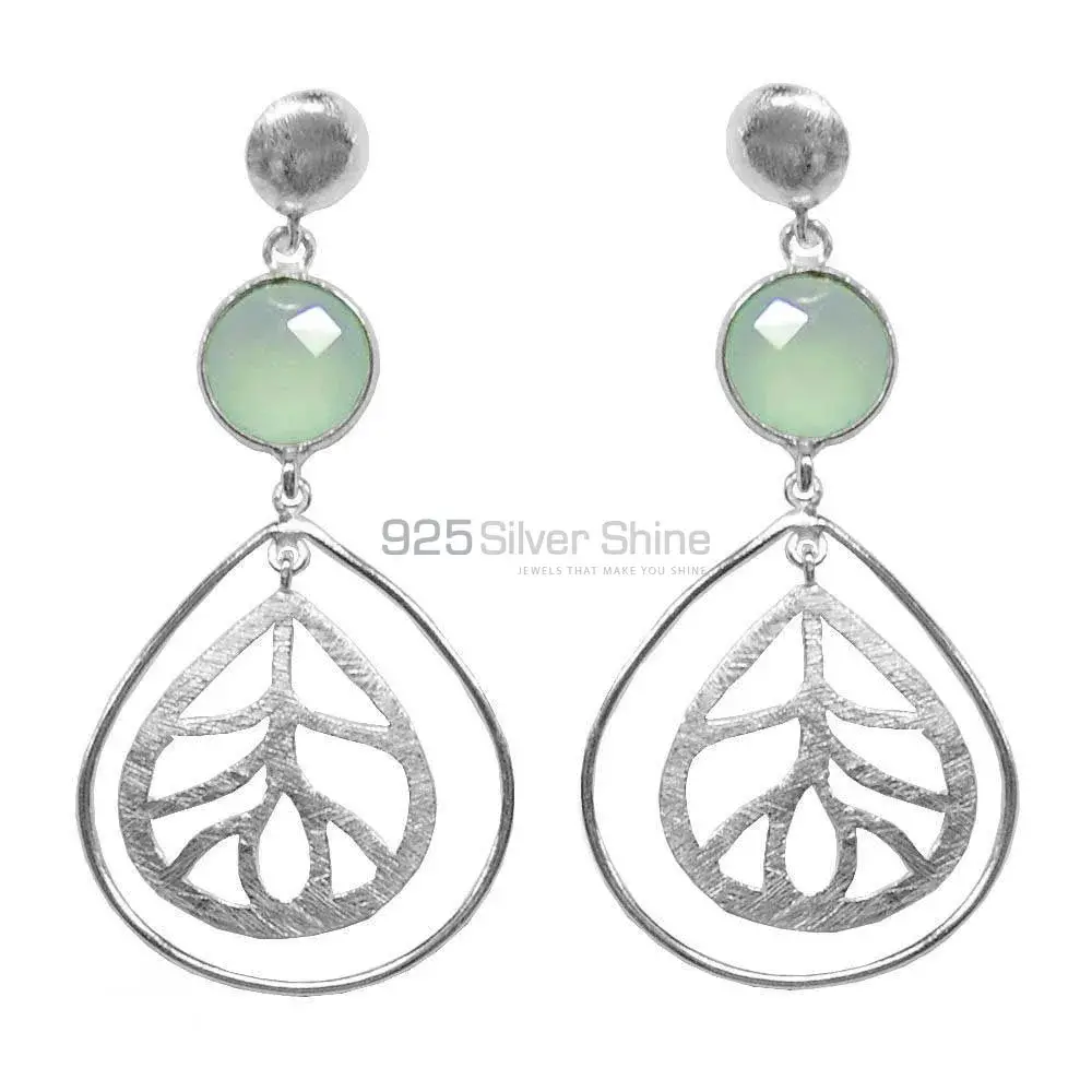 925 Sterling Silver Handmade Earrings In Chalcedony Gemstone Jewelry 925SE1377