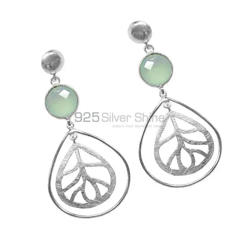 Unique 925 Sterling Silver Handmade Earrings Manufacturer In Chalcedony Gemstone Jewelry 925SE1377_0