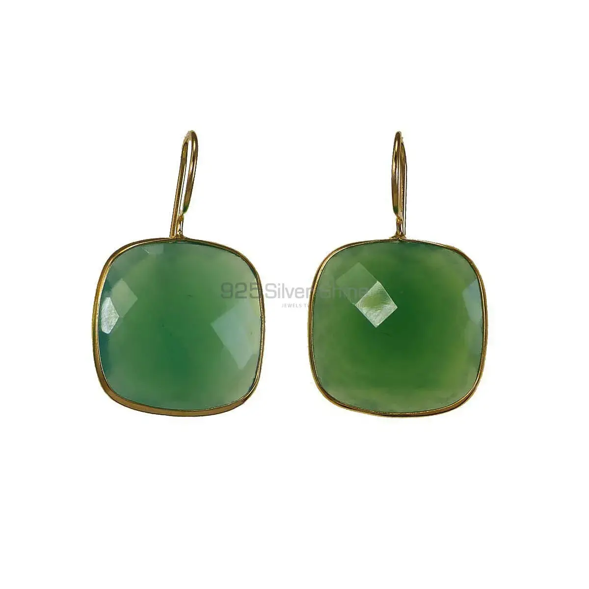 925 Sterling Silver Handmade Earrings In Chrysoprase Gemstone Jewelry 925SE1973_0