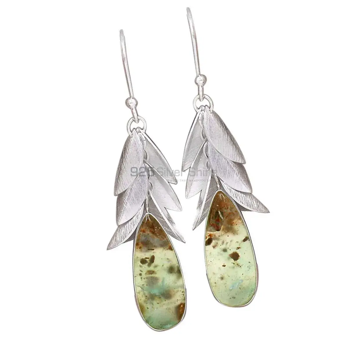 925 Sterling Silver Handmade Earrings In Chrysoprase Gemstone Jewelry 925SE3024_0