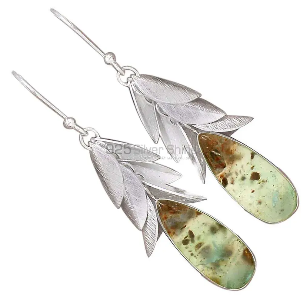 925 Sterling Silver Handmade Earrings In Chrysoprase Gemstone Jewelry 925SE3024_1